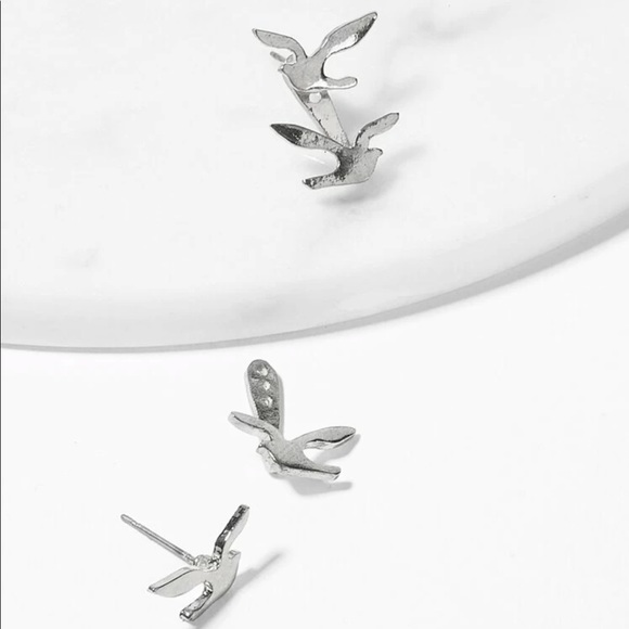 Silver Double Dove Earrings - Picture 3 of 5